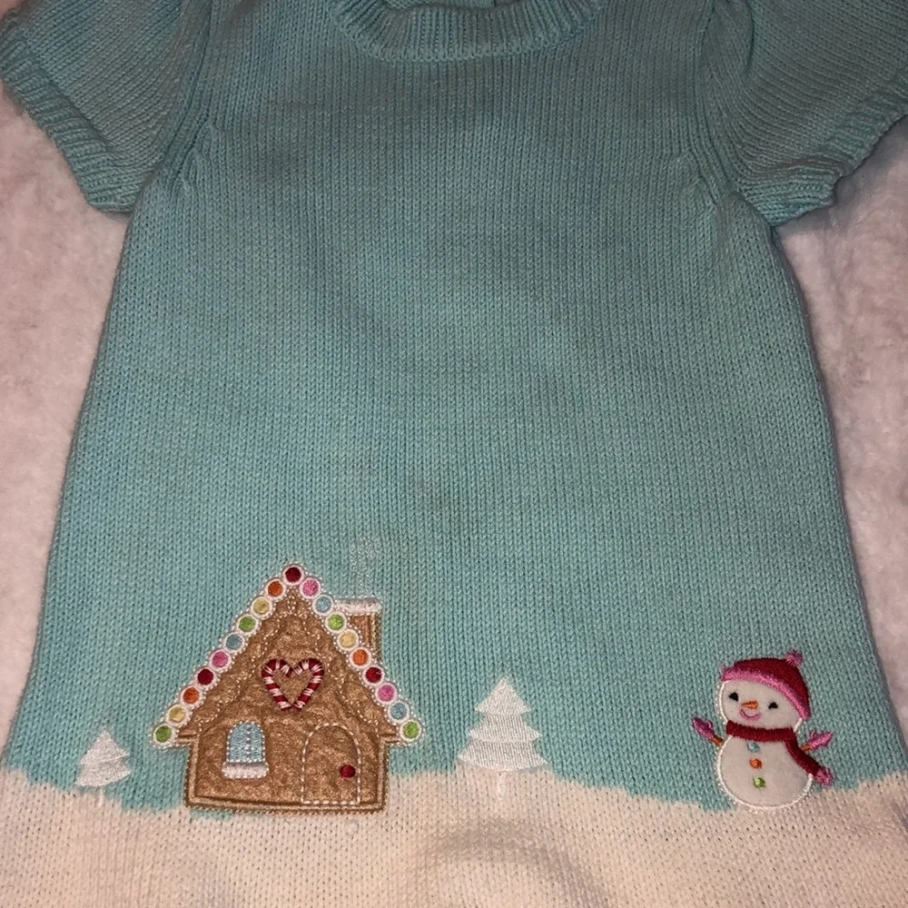 Gymboree 2T Winter Wonderland Knitted Sweater Dress Snowman & Gingerbread House - Picture 5 of 16